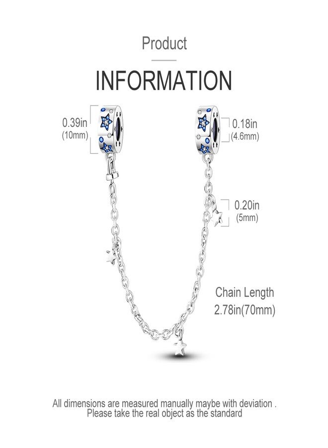 NARMO 925 Sterling Silver Charm Star Safety Chain for Bracelet Charm Bracelet Safety Chain - Image 3